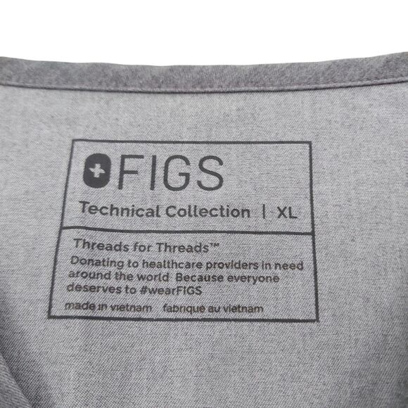 Figs Leon Three-Pocket Scrub Top Mens XL Gray Short Sleeve Utility Uniform Work - Picture 7 of 10